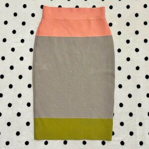 BCBGMaxAzria Color-block Bandage Skirt Size XXS